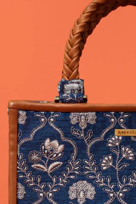 Shop Amyra Blue Embroidery Jharokha Handbag Online at Aza Fashions Shop_Amyra_Blue Embroidery Jharokha Handbag _Online_at_Aza_Fashions