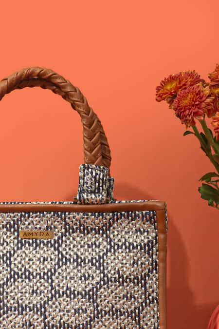 Amyra_Blue Embroidery Jasbira Handbag _Online_at_Aza_Fashions