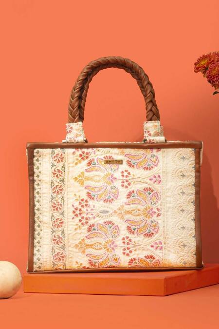Shop Amyra Multi Color Embroidery Kamal Handbag Online at Aza Fashions Shop_Amyra_Multi Color Embroidery Kamal Handbag_Online_at_Aza_Fashions