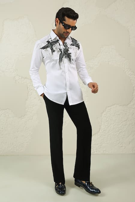 Courtyard By Abhi Black Handpainted Shirt & Trouser 