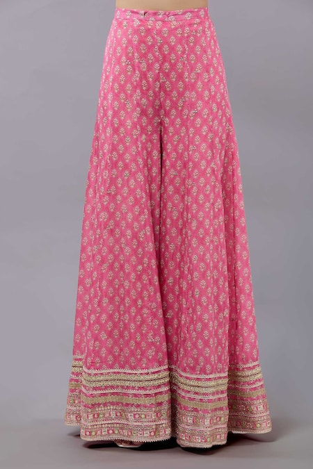 Gopi Vaid_Pink Cotton, Silk, Net Sequins, Embroidery Designer Kurta Set With Dupatta _Online_at_Aza_Fashions