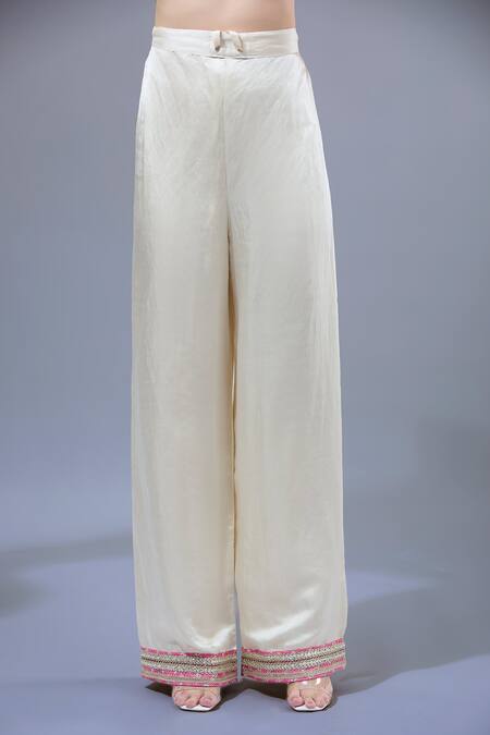 Gopi Vaid Pink Cotton, Silk, Linen, Satin Embroidery Floral Print Anarkali Palazzo Set Online at Aza Fashions Gopi Vaid_Pink Cotton, Silk, Linen, Satin Embroidery Floral Print Anarkali Palazzo Set _Online_at_Aza_Fashions