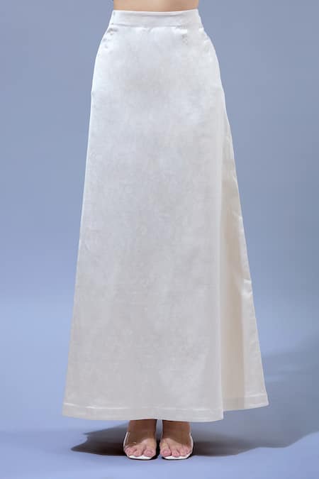 Gopi Vaid_Ivory Organza, Cotton, Silk, Lycra Sequins, Embroidery Floral Print Saree Set _at_Aza_Fashions