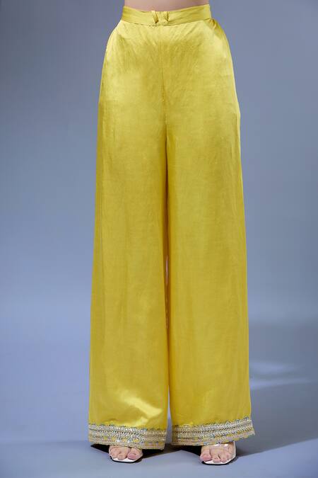 Shop Gopi Vaid Yellow Cotton, Silk, Linen, Satin, Net Tassels, Sequins Split Designer Kurta Set Online at Aza Fashions Shop_Gopi Vaid_Yellow Cotton, Silk, Linen, Satin, Net Tassels, Sequins Split Designer Kurta Set _Online_at_Aza_Fashions