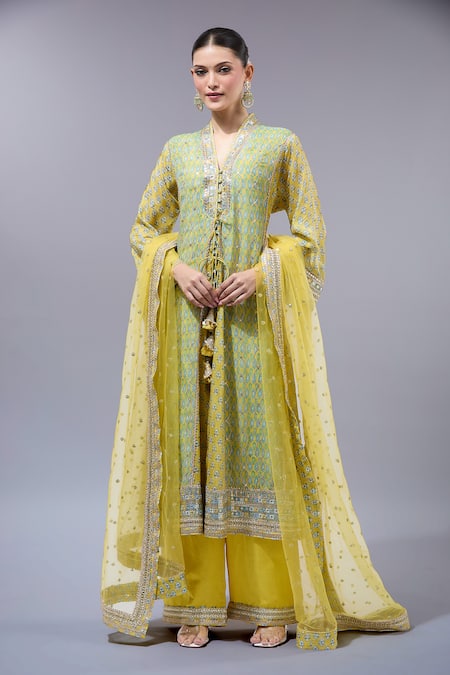 Gopi Vaid Yellow Designer Kurta Set 