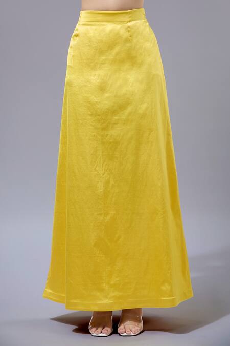 Gopi Vaid_Yellow Georgette, Cotton, Silk, Lycra Sequins, Designer Floral Pre-draped Saree_Online_at_Aza_Fashions