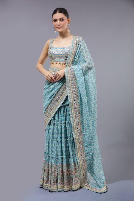 Gopi Vaid Designer Pre-Draped Saree Set 