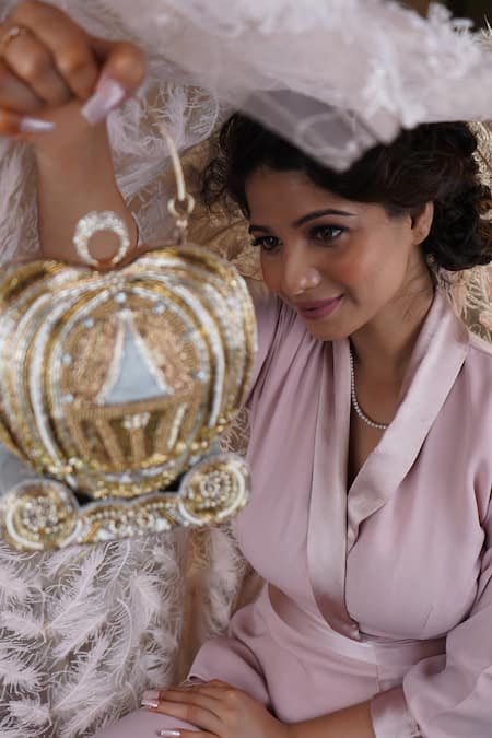 Puneet Gupta_Gold Beads Carriage Minaudiere Handbag _Online_at_Aza_Fashions