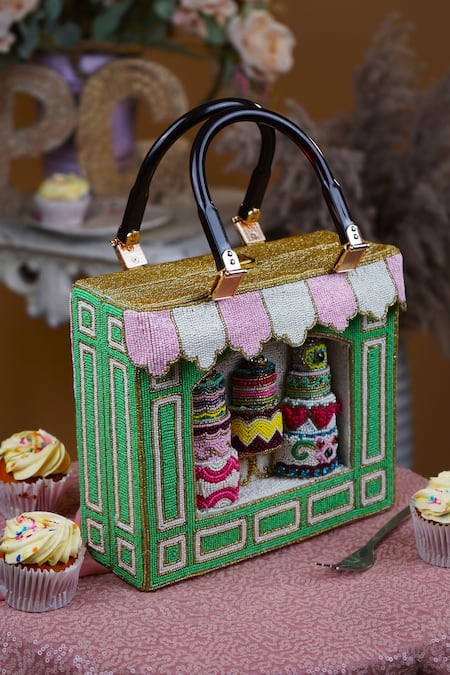 Buy_Puneet Gupta_Green Beads Patisserie Minaudiere Handbag _Online_at_Aza_Fashions