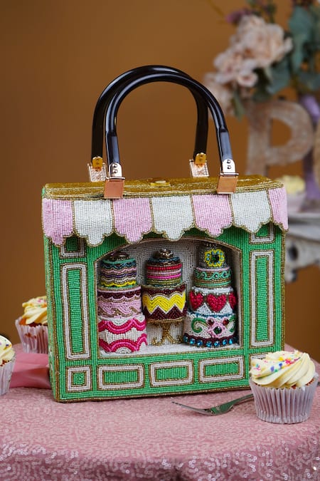 Shop_Puneet Gupta_Green Beads Patisserie Minaudiere Handbag _Online_at_Aza_Fashions
