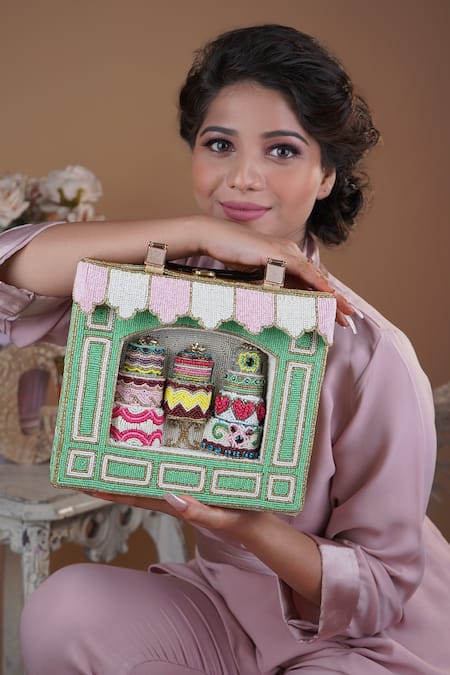 Puneet Gupta_Green Beads Patisserie Minaudiere Handbag _at_Aza_Fashions