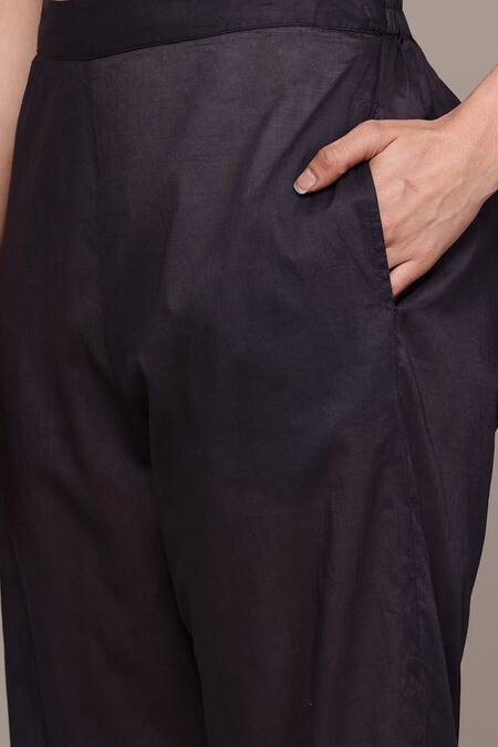 Buy Ritu Kumar Black Cotton, Silk V-neck Mono Floral Kaftan With Pant Co-ord Set Online at Aza Fashions Buy_Ritu Kumar_Black Cotton, Silk V-neck Mono Floral Kaftan With Pant Co-ord Set _Online_at_Aza_Fashions