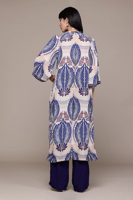 Shop Ritu Kumar Beige Viscose Round Neck Rubani Print Kurta With Palazzo at Aza Fashions Shop_Ritu Kumar_Beige Viscose Round Neck Rubani Print Kurta With Palazzo _at_Aza_Fashions