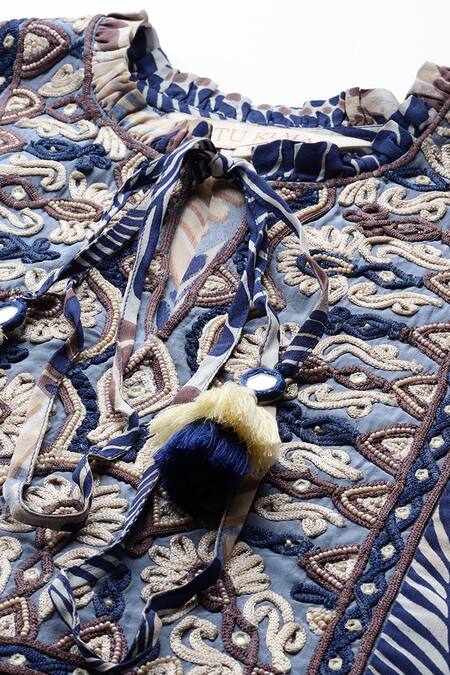 Ritu Kumar Beige Viscose Round Neck Rubani Print Kurta With Palazzo at Aza Fashions Ritu Kumar_Beige Viscose Round Neck Rubani Print Kurta With Palazzo _at_Aza_Fashions