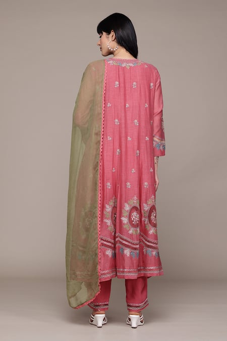 Shop Ritu Kumar Pink Cotton, Silk, Viscose Embroidery Round Neck Piera Solid Kurta Set at Aza Fashions Shop_Ritu Kumar_Pink Cotton, Silk, Viscose Embroidery Round Neck Piera Solid Kurta Set _at_Aza_Fashions