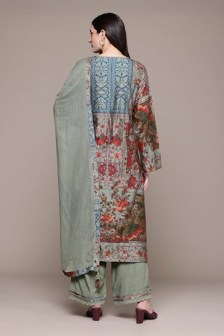 Ritu Kumar Blue Pierra Kurta Set with Dupatta 