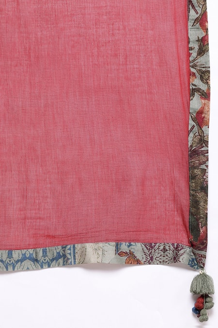 Shop_Ritu Kumar_Blue Cotton, Silk, Viscose Embroidery, Tassels Pierra Kurta Set With Dupatta 