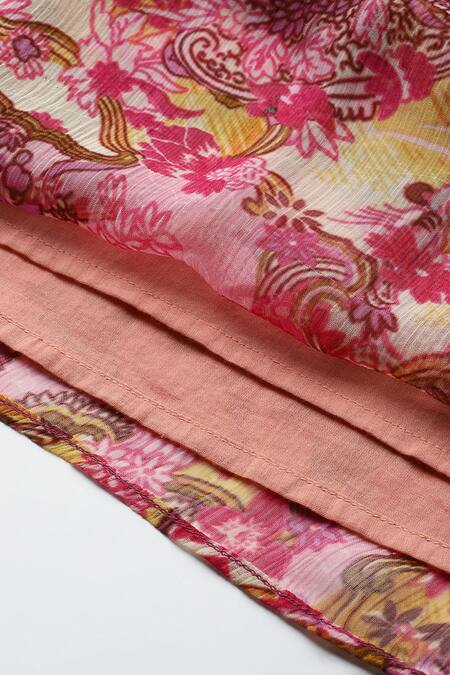 Shop Ritu Kumar Pink Viscose, Lycra Embroidery Round Neck Calabria Kurta With Churidar And Dupatta Shop_Ritu Kumar_Pink Viscose, Lycra Embroidery Round Neck Calabria Kurta With Churidar And Dupatta