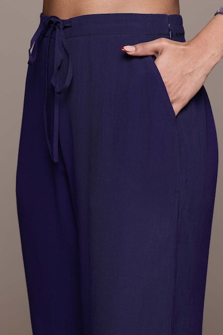 Ritu Kumar Blue Viscose Embroidery Round Neck Peru Kurta With Pant And Dupatta Online at Aza Fashions Ritu Kumar_Blue Viscose Embroidery Round Neck Peru Kurta With Pant And Dupatta _Online_at_Aza_Fashions