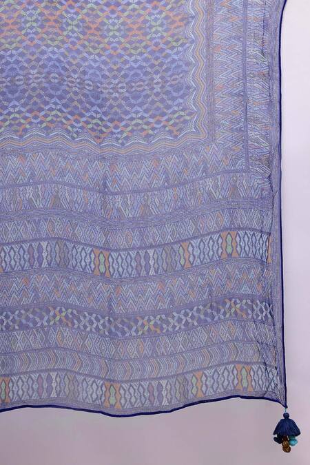 Ritu Kumar Blue Viscose Embroidery Round Neck Peru Kurta With Pant And Dupatta at Aza Fashions Ritu Kumar_Blue Viscose Embroidery Round Neck Peru Kurta With Pant And Dupatta _at_Aza_Fashions