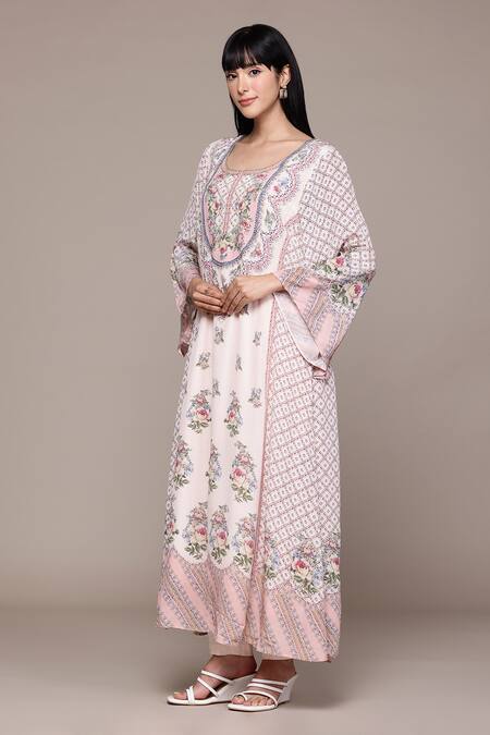 Buy Ritu Kumar White Viscose Embroidery Round Neck Pratika Kurta Set With Pant And Dupatta Online at Aza Fashions Buy_Ritu Kumar_White Viscose Embroidery Round Neck Pratika Kurta Set With Pant And Dupatta _Online_at_Aza_Fashions