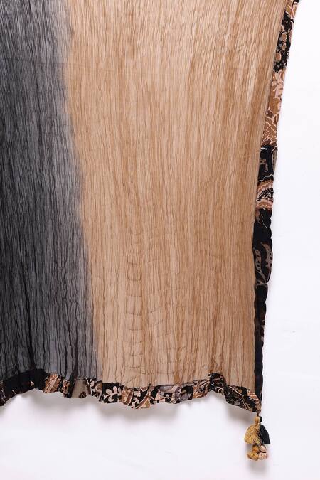 Shop_Ritu Kumar_Black Viscose, Lycra Embroidery Round Dewey Kurta Set With Leggings And Dupatta _Online_at_Aza_Fashions