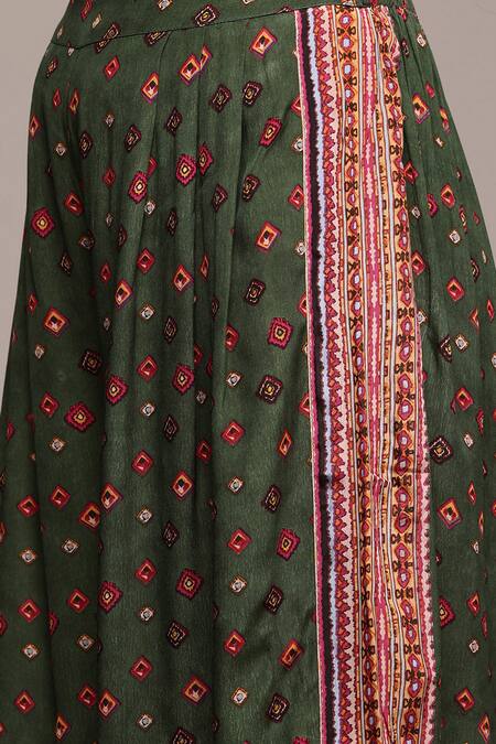 Buy Ritu Kumar Green Viscose Embroidery Crew Neck Gopuram Shirt And Pant Co-ord Set Buy_Ritu Kumar_Green Viscose Embroidery Crew Neck Gopuram Shirt And Pant Co-ord Set