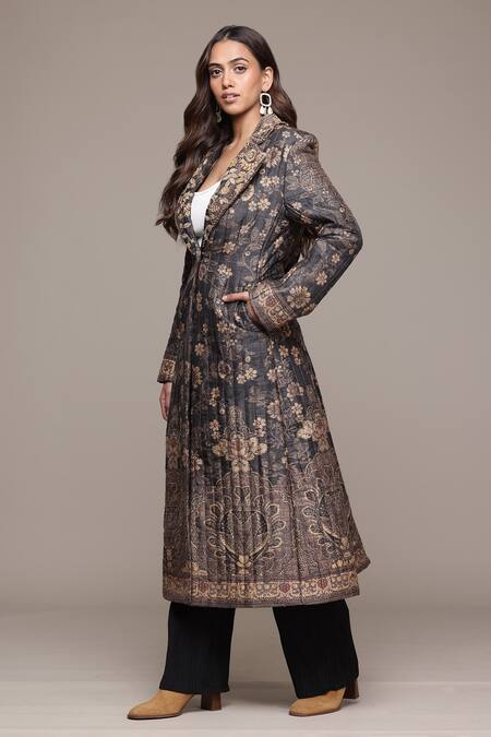 Ritu Kumar Black Silk Embroidery Open Neck Arohi Jacket Online at Aza Fashions Ritu Kumar_Black Silk Embroidery Open Neck Arohi Jacket _Online_at_Aza_Fashions