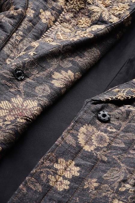 Buy Ritu Kumar Black Silk Embroidery Open Neck Arohi Jacket Online at Aza Fashions Buy_Ritu Kumar_Black Silk Embroidery Open Neck Arohi Jacket _Online_at_Aza_Fashions