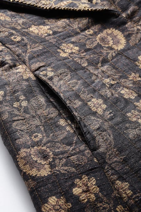 Ritu Kumar Black Silk Embroidery Open Neck Arohi Jacket at Aza Fashions Ritu Kumar_Black Silk Embroidery Open Neck Arohi Jacket _at_Aza_Fashions