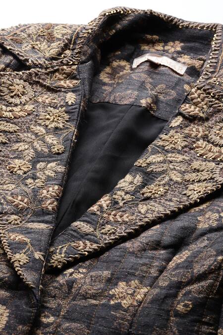 Buy Ritu Kumar Black Silk Embroidery Open Neck Arohi Jacket Buy_Ritu Kumar_Black Silk Embroidery Open Neck Arohi Jacket