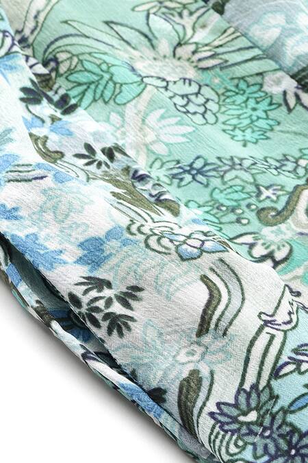 Ritu Kumar Blue Viscose Embroidery Crew Neck Calabria Jumpsuit at Aza Fashions Ritu Kumar_Blue Viscose Embroidery Crew Neck Calabria Jumpsuit _at_Aza_Fashions