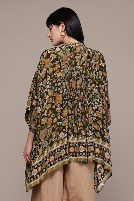 Shop Ritu Kumar Brown Viscose Bandeau Neck Flora Printed Kurta at Aza Fashions Shop_Ritu Kumar_Brown Viscose Bandeau Neck Flora Printed Kurta _at_Aza_Fashions