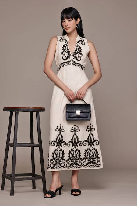 Ritu Kumar Ecru Inlay Long Dress 