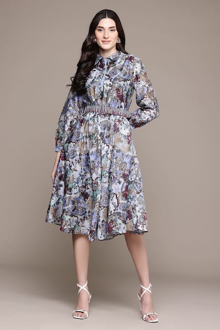 Buy Ritu Kumar Blue Cotton, Silk Calabria Long Dress Online at Aza Fashions Buy_Ritu Kumar_Blue Cotton, Silk Calabria Long Dress _Online_at_Aza_Fashions