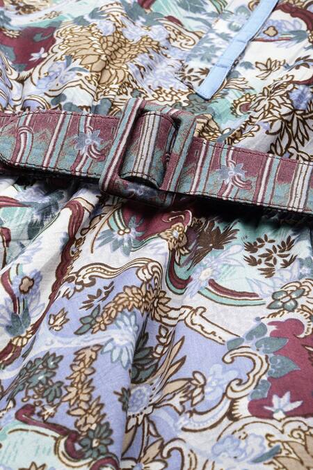 Shop Ritu Kumar Blue Cotton, Silk Calabria Long Dress Online at Aza Fashions Shop_Ritu Kumar_Blue Cotton, Silk Calabria Long Dress _Online_at_Aza_Fashions