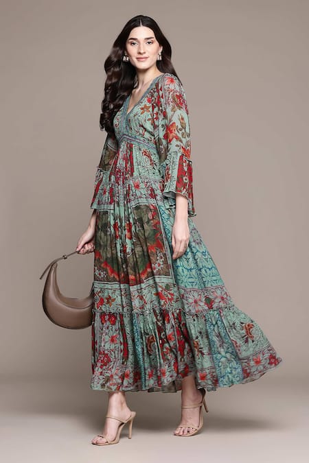 Ritu Kumar Teal Pierra Long Dress 