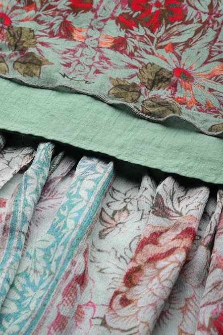 Shop Ritu Kumar Teal Viscose V-neck Pierra Long Dress Shop_Ritu Kumar_Teal Viscose V-neck Pierra Long Dress