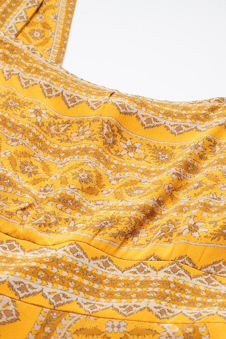 Buy Ritu Kumar Yellow Viscose Square Collar Keya Long Dress Online at Aza Fashions Buy_Ritu Kumar_Yellow Viscose Square Collar Keya Long Dress _Online_at_Aza_Fashions