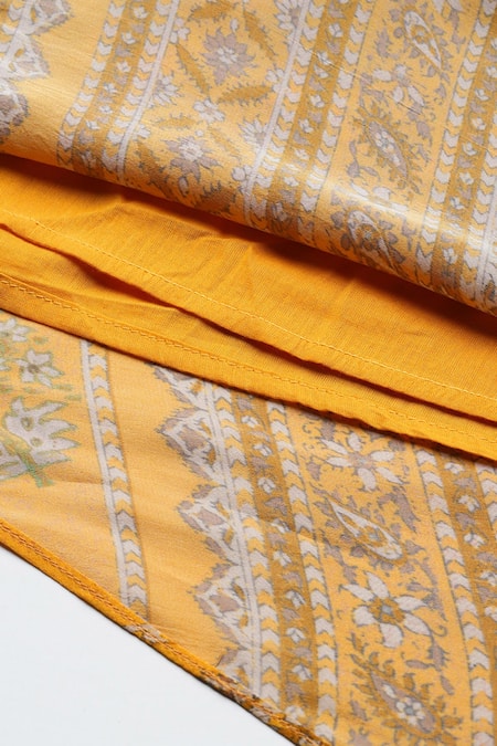 Shop Ritu Kumar Yellow Viscose Square Collar Keya Long Dress Online at Aza Fashions Shop_Ritu Kumar_Yellow Viscose Square Collar Keya Long Dress _Online_at_Aza_Fashions