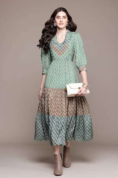 Ritu Kumar Green Essential-Avani Buti Long Dress 