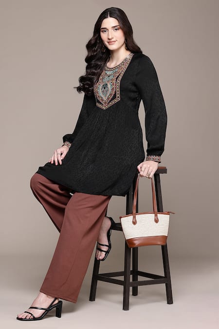 Ritu Kumar Black Arith Solid Short Top 