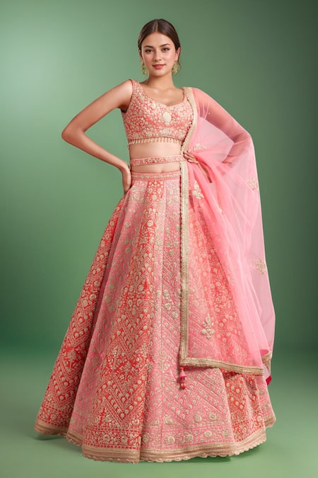 Shyam Narayan Prasad Panelled Lehenga Set with Dupatta 