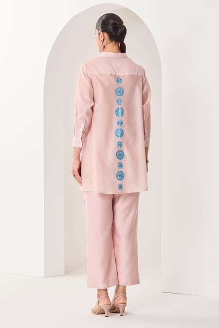 Sue Mue Pastel Pink Handwoven Silk Co-Ordinate Set 