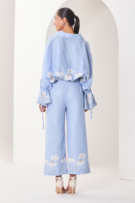 Sue Mue Powder Blue Linen Co-Ordinate Set 