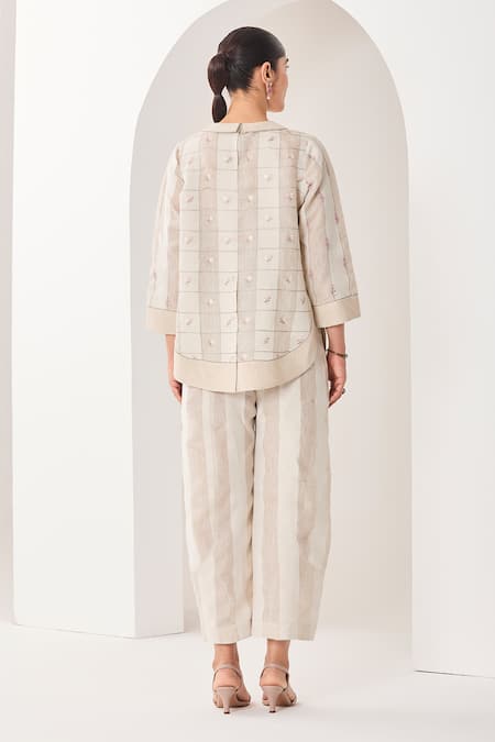 Sue Mue White Beige Linen Co-ordinate Set 