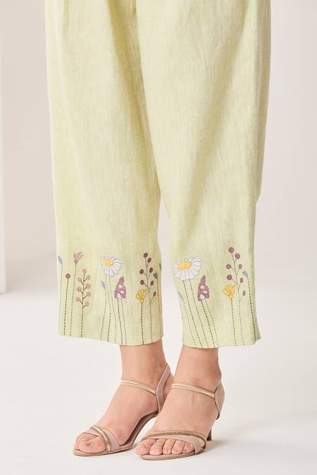 Buy Sue Mue Mint Linen Tassels, Embroidery Collared Green Co-ordinate Set Online at Aza Fashions Buy_Sue Mue_Mint Linen Tassels, Embroidery Collared Green Co-ordinate Set _Online_at_Aza_Fashions