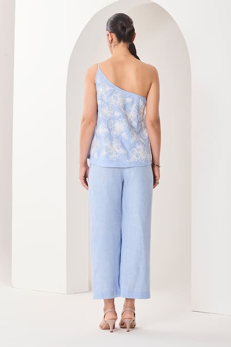 Sue Mue Powder Blue Dori Embroidered Co-ord Set 