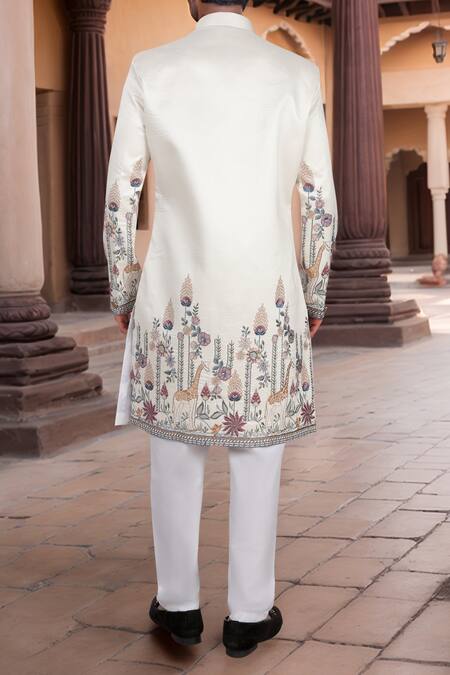 Arihant Rai Sinha Cream Thread Embroidered Sherwani & Pant Set 