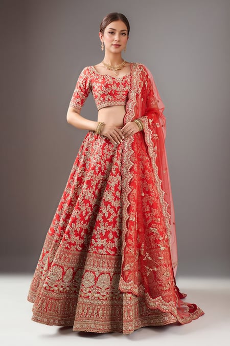 Kalighata Red Vani Lehenga Set 